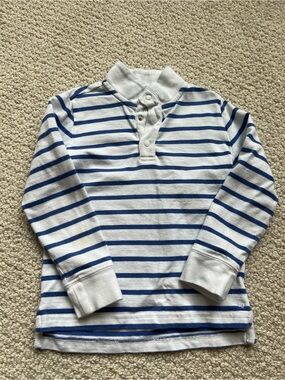Janie and Jack White and Blue Striped Long Sleeve Henley